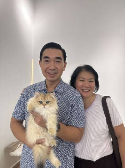 British Longhair family with their CatzillaSG kitten in Singapore