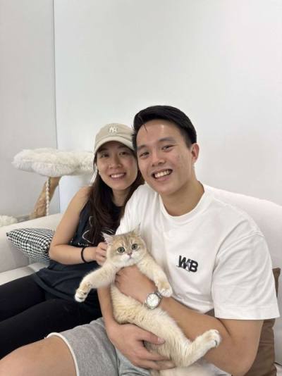 British Shorthair family with their CatzillaSG kitten in Singapore