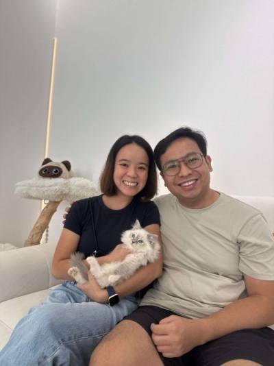 Ragdoll family with their CatzillaSG kitten in Singapore